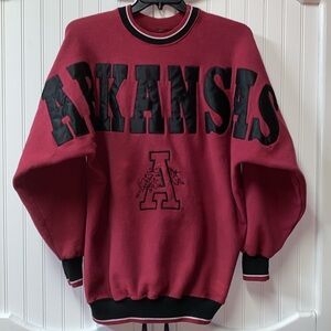 90s Arkansas Razorbacks BIG LETTER Sweatshirt XL Basketball Football Vin…